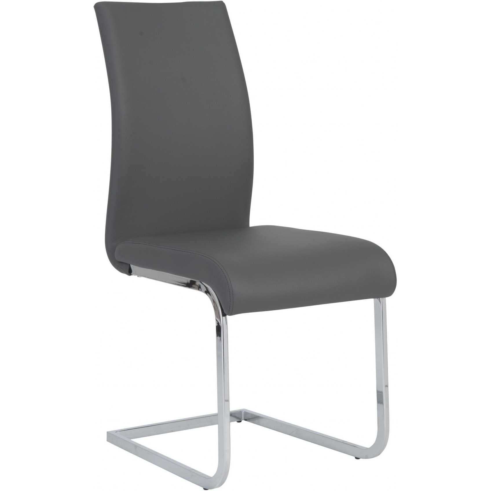 Set Of Four Gray Faux Faux Leather Long Back Cantilever Chairs