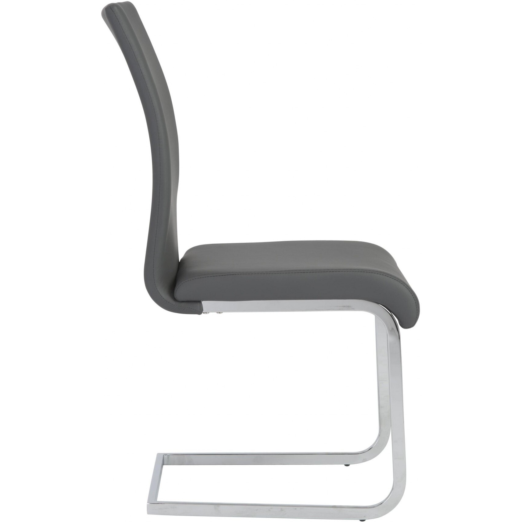 Set Of Four Gray Faux Faux Leather Long Back Cantilever Chairs