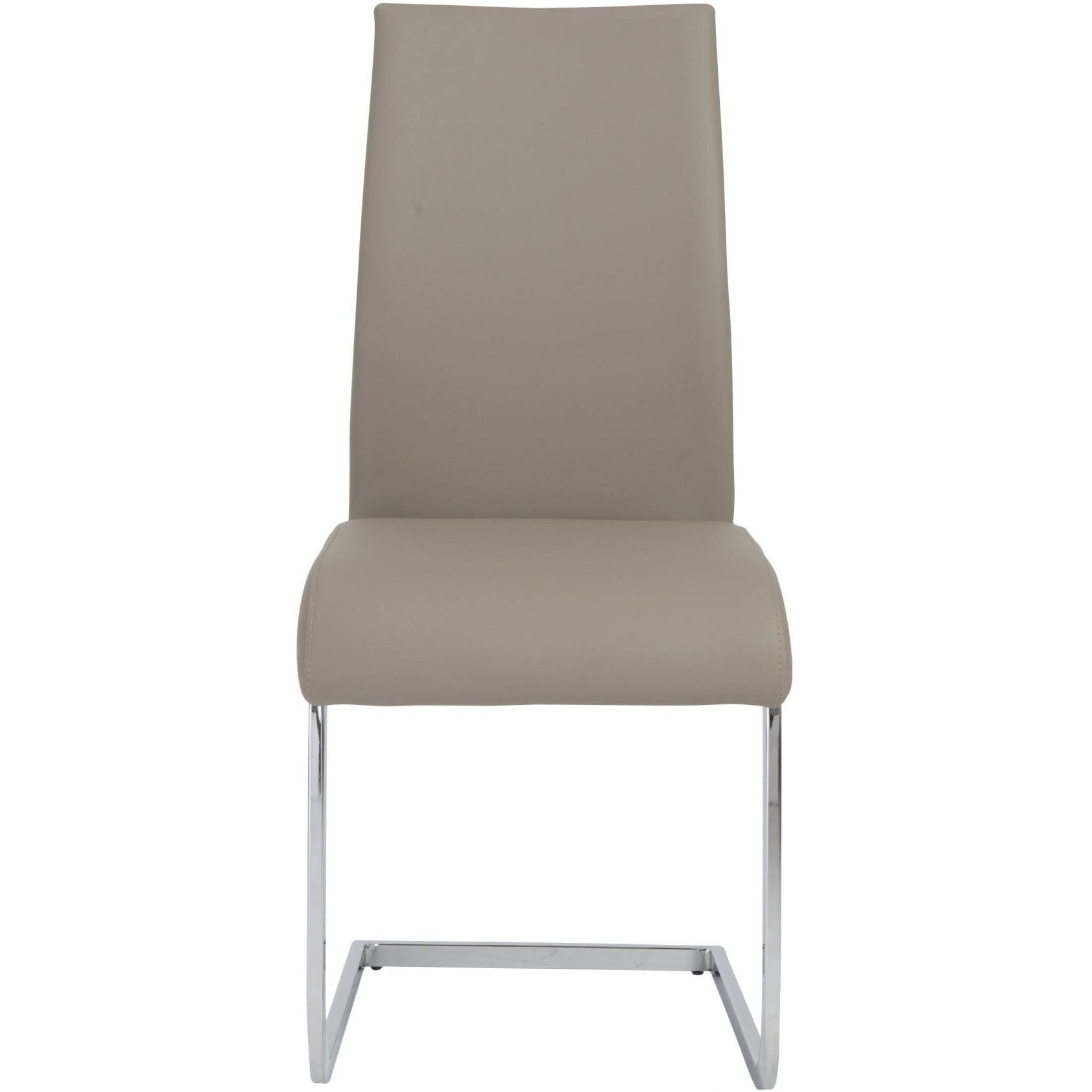 Set Of Four Beige Faux Faux Leather Long Back Cantilever Chairs