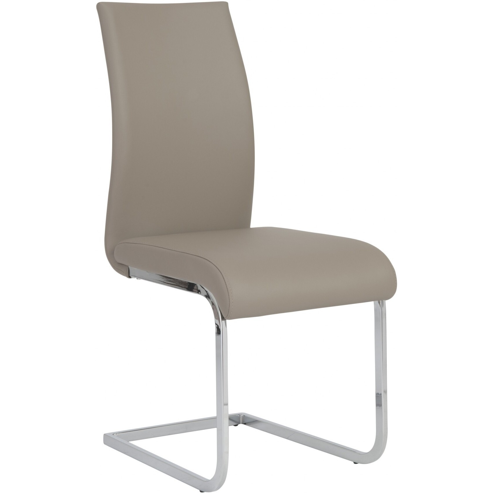 Set Of Four Beige Faux Faux Leather Long Back Cantilever Chairs