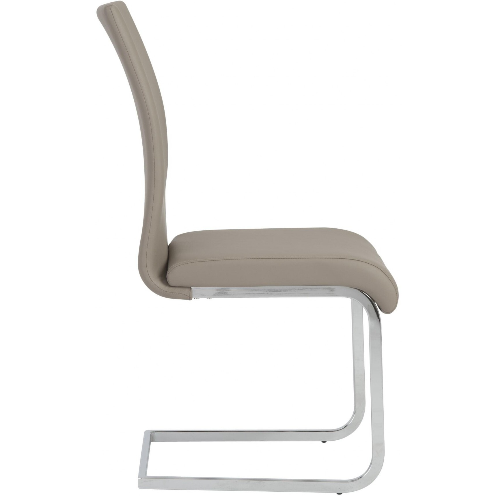 Set Of Four Beige Faux Faux Leather Long Back Cantilever Chairs