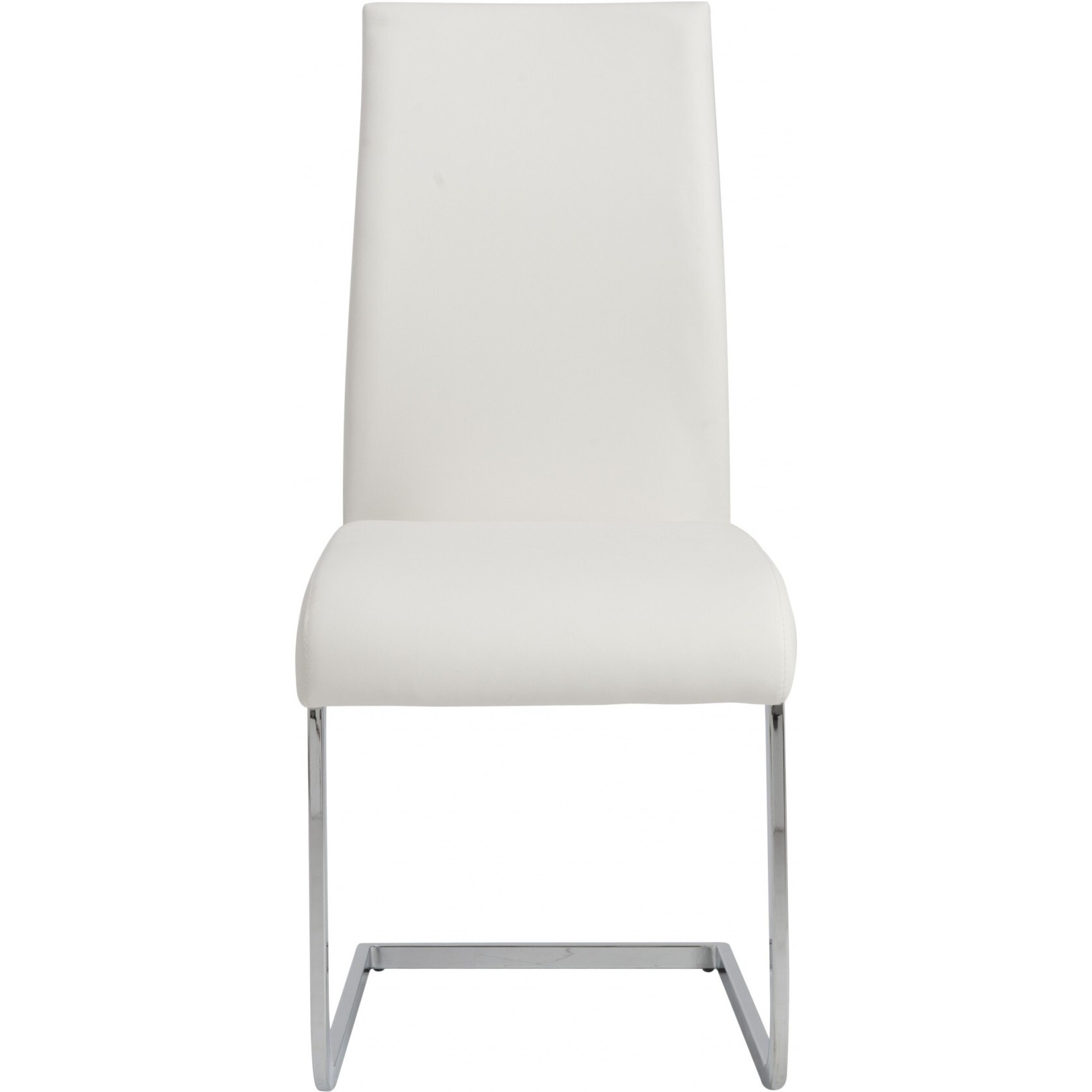 Set Of Four White Faux Faux Leather Long Back Cantilever Chairs