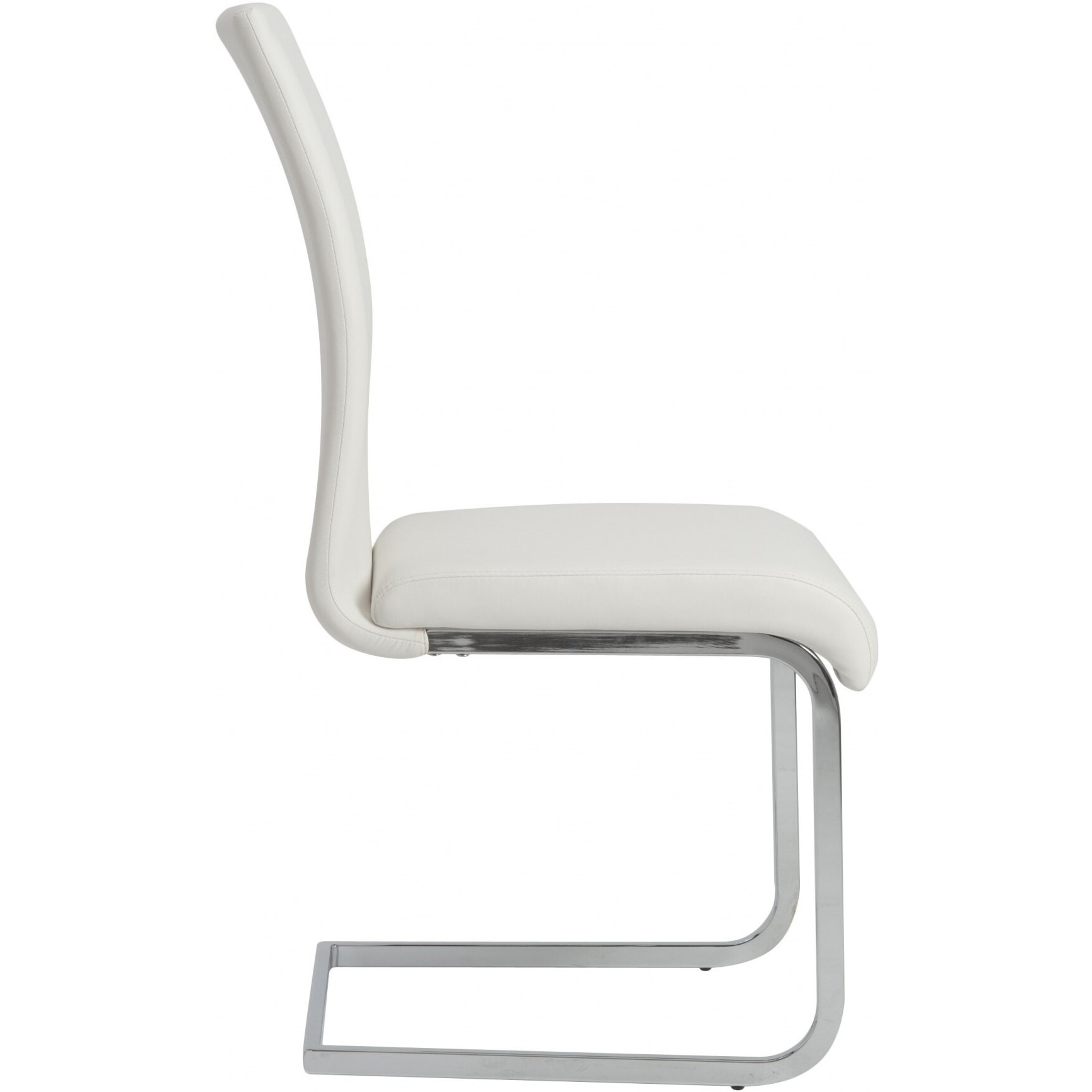 Set Of Four White Faux Faux Leather Long Back Cantilever Chairs