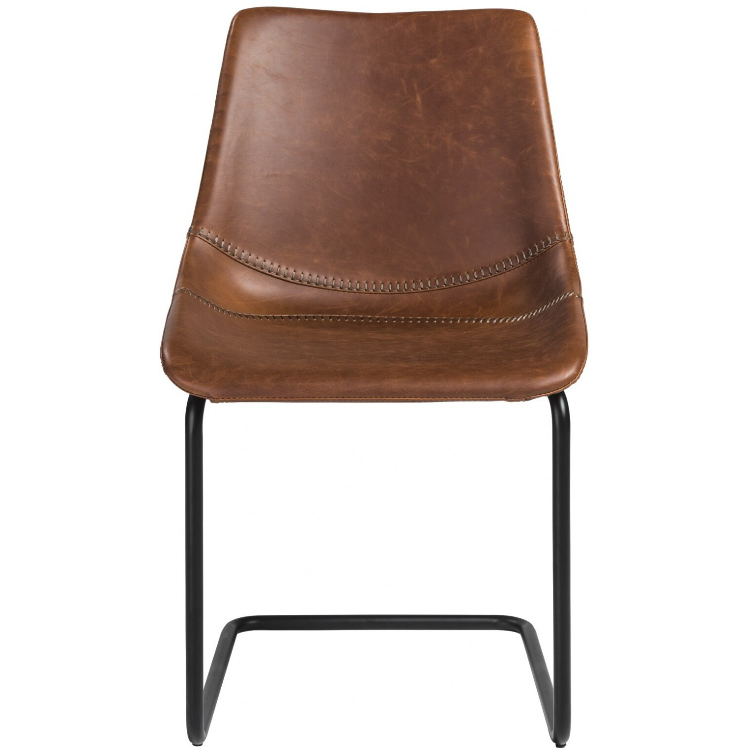 Set Of Two Brown Faux Faux Leather Black Cantilever Chairs