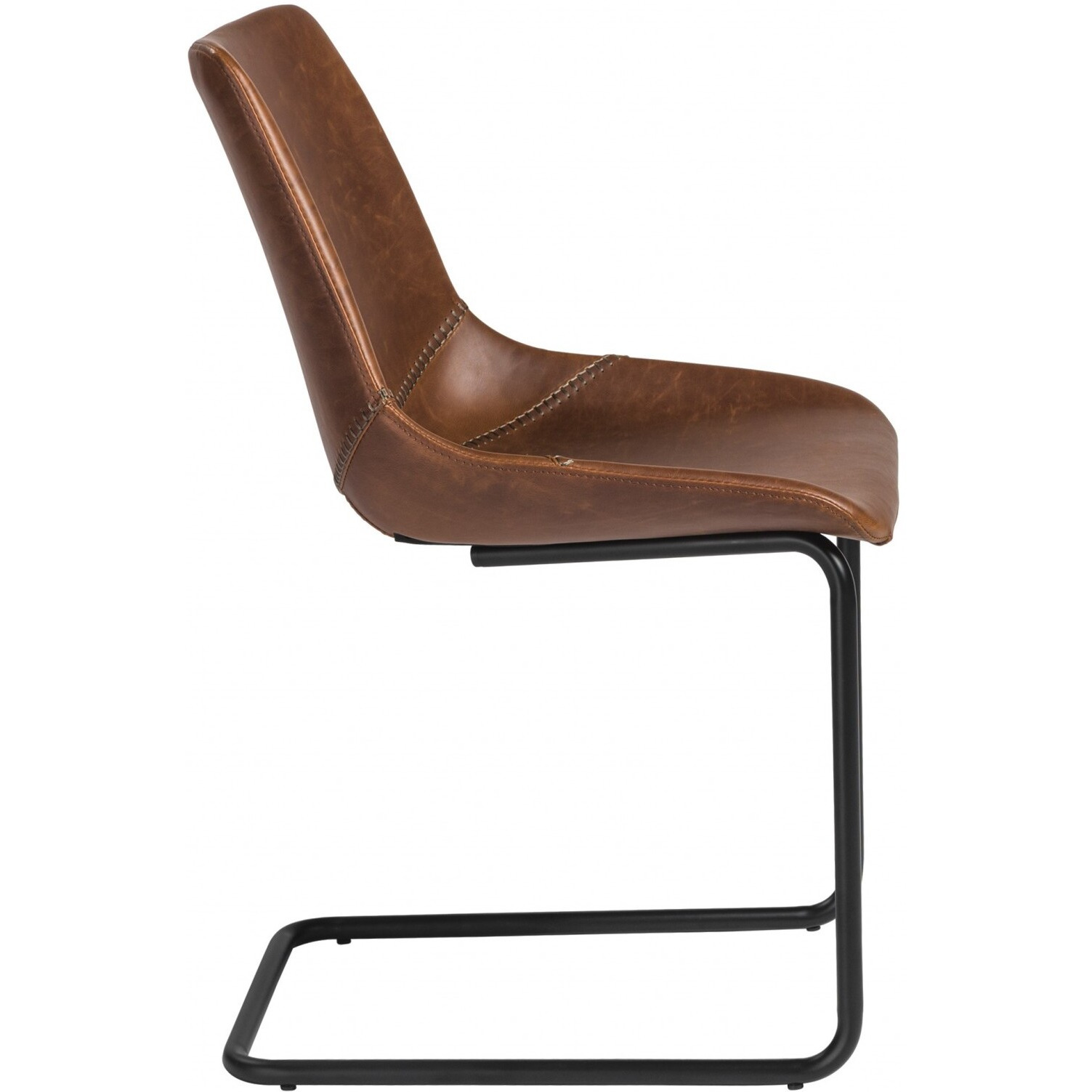 Set Of Two Brown Faux Faux Leather Black Cantilever Chairs