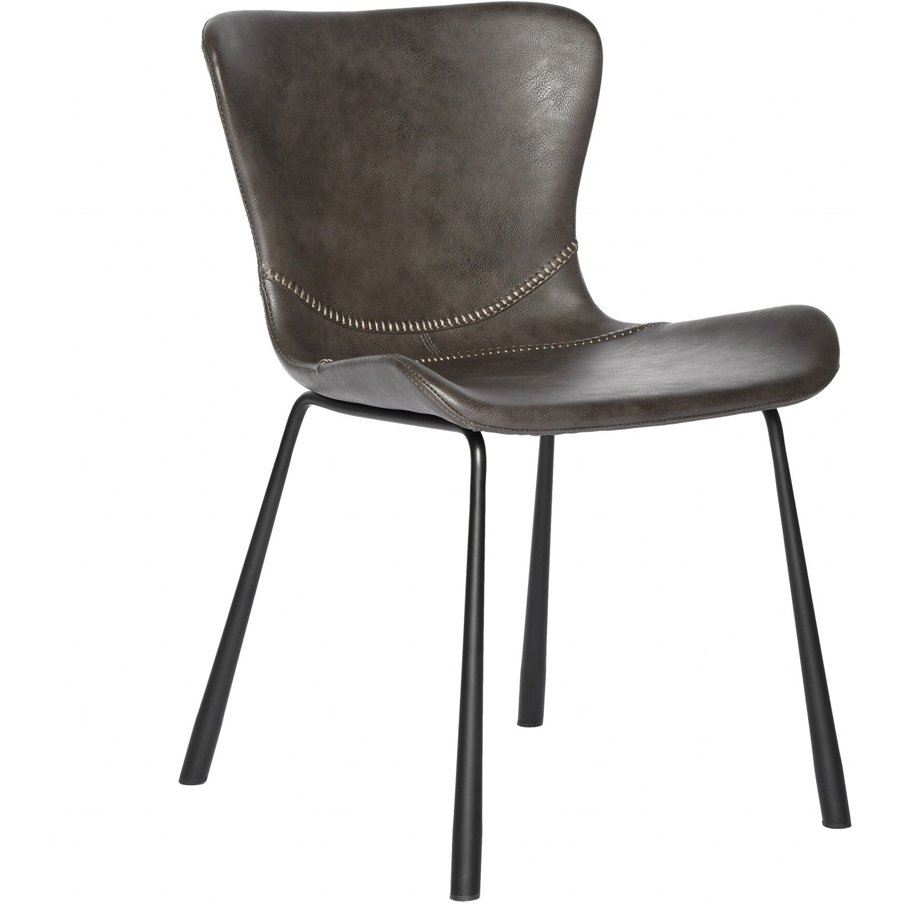 Set Of Two Dark Gray Faux Faux Leather Side Chairs