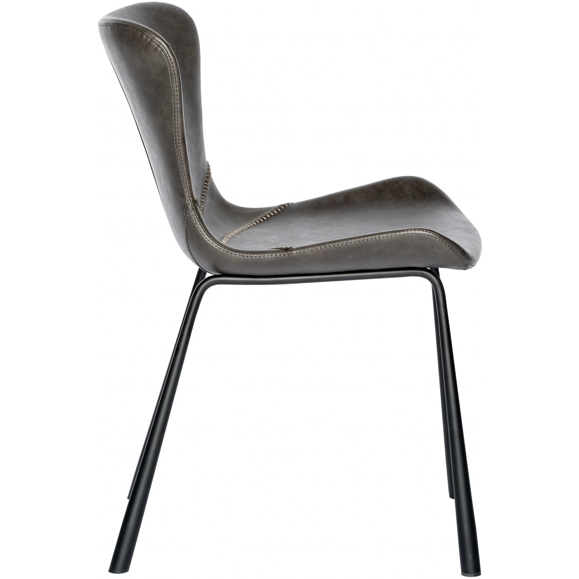 Set Of Two Dark Gray Faux Faux Leather Side Chairs