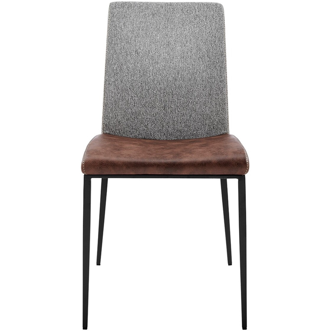 Set Of Two Brown And Light Gray Stainless Steel Chairs