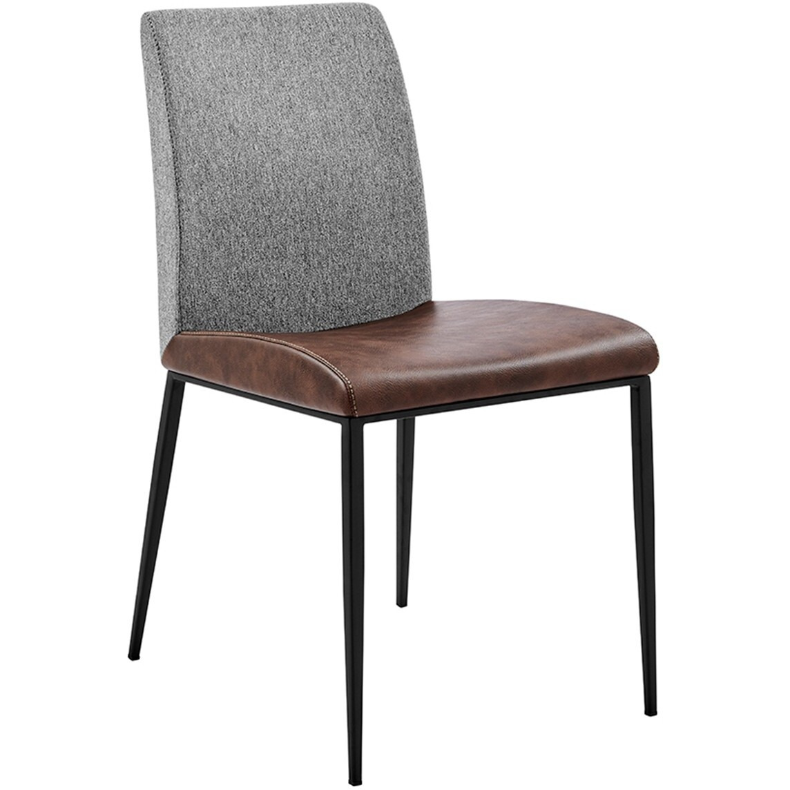 Set Of Two Brown And Light Gray Stainless Steel Chairs