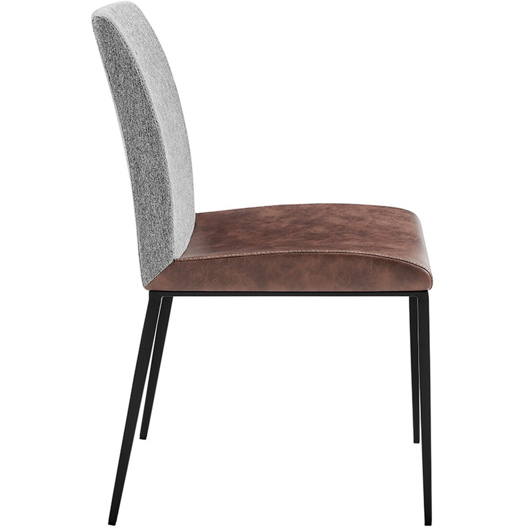 Set Of Two Brown And Light Gray Stainless Steel Chairs