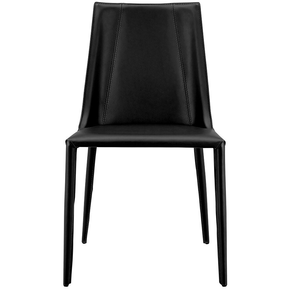 Sleek All Black Faux Leather Dining Or Side Chair