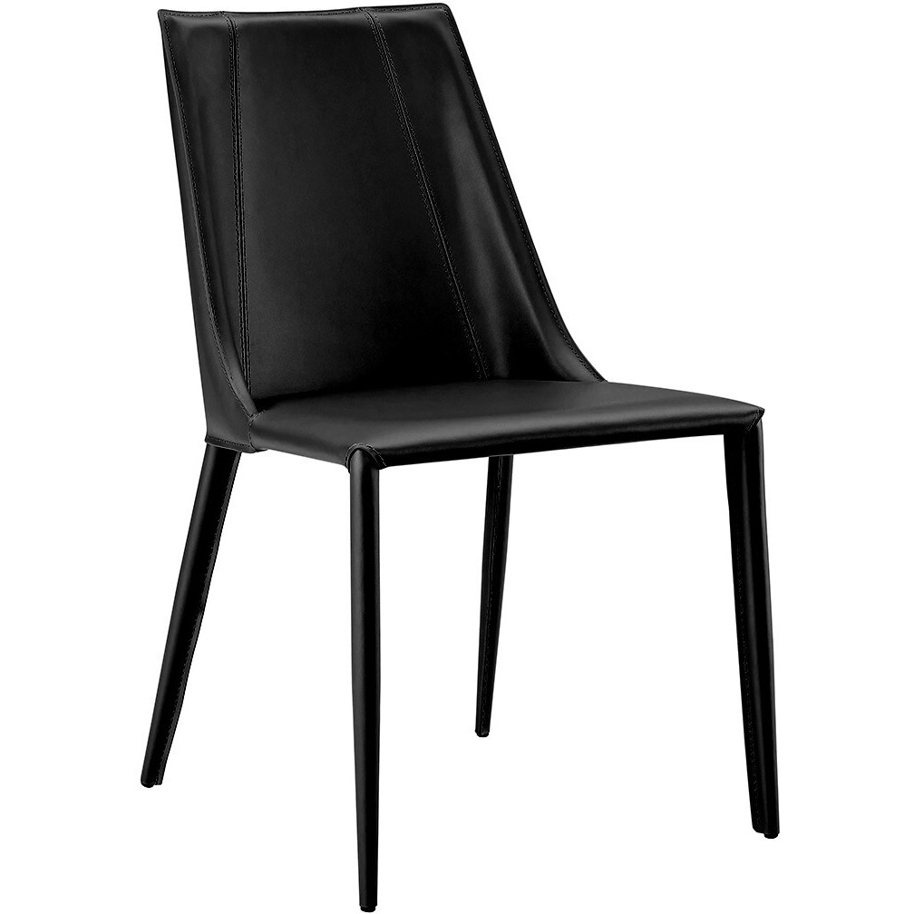 Sleek All Black Faux Leather Dining Or Side Chair