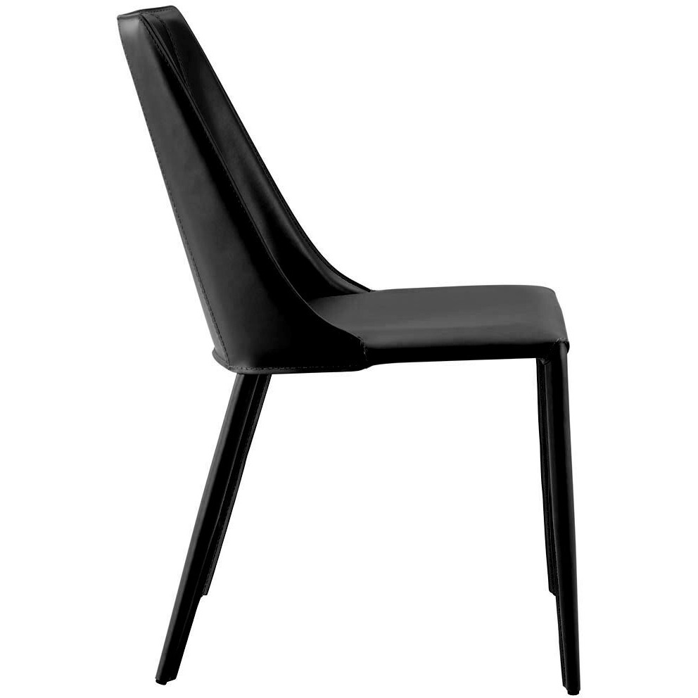 Sleek All Black Faux Leather Dining Or Side Chair