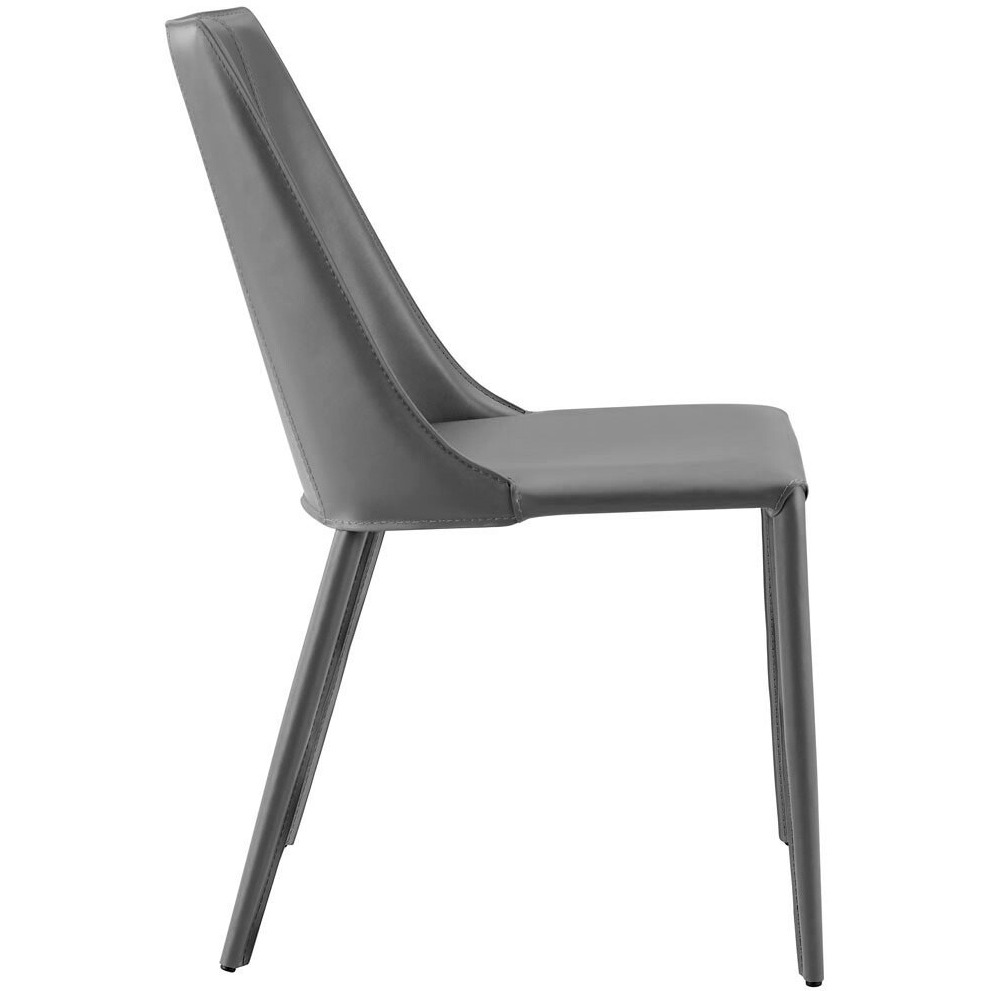 Sleek All Dark Gray Faux Leather Dining Or Side Chair