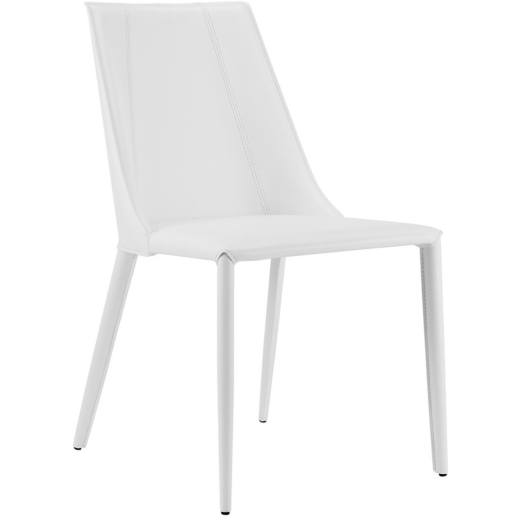Sleek All White Faux Leather Dining Or Side Chair