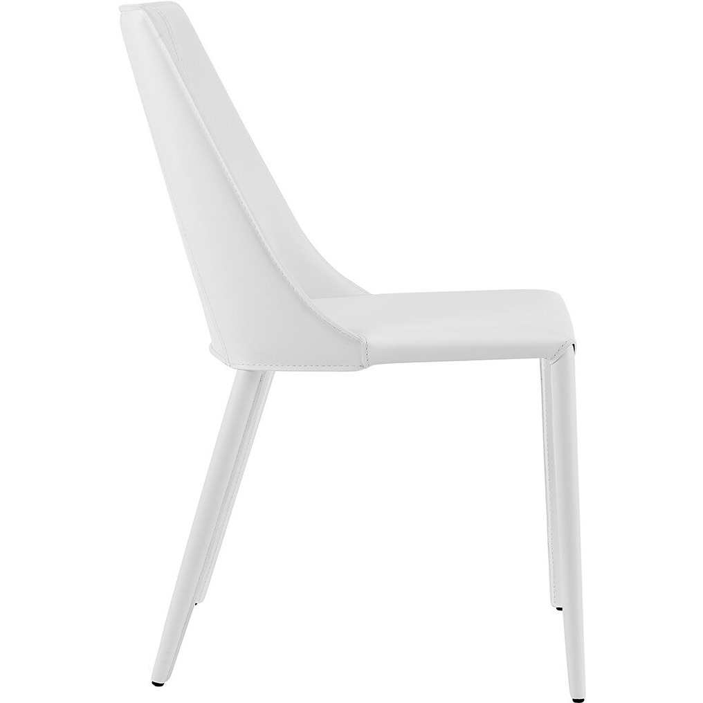 Sleek All White Faux Leather Dining Or Side Chair
