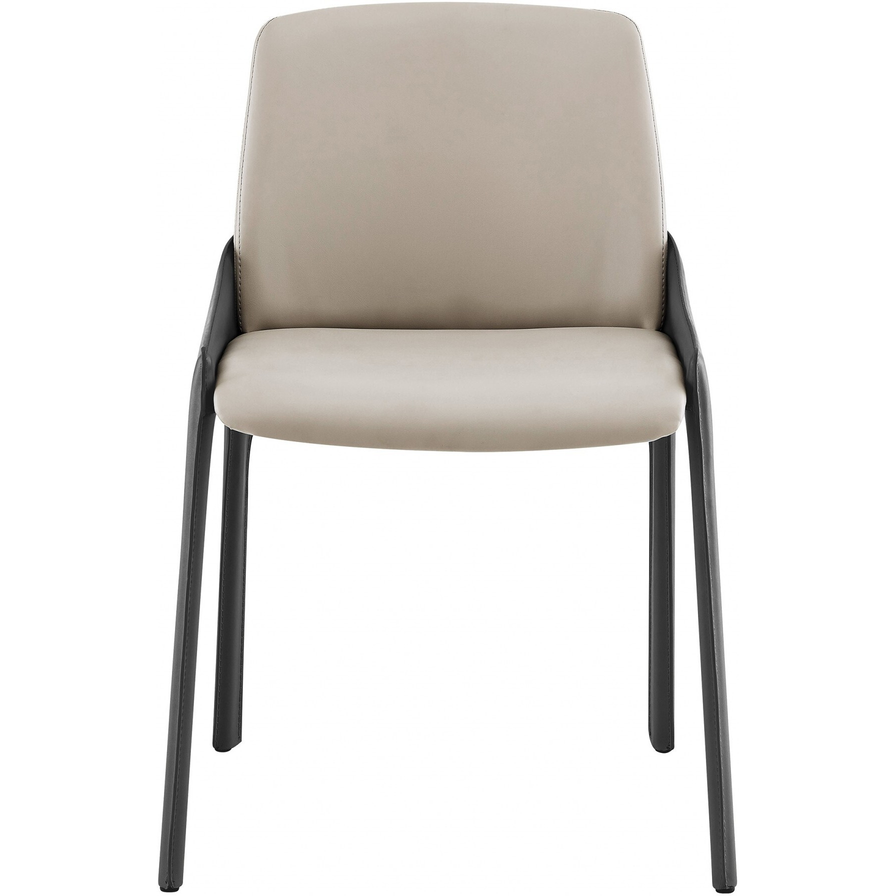 Set Of Two Light And Dark Gray Faux Faux Leather Side Chairs