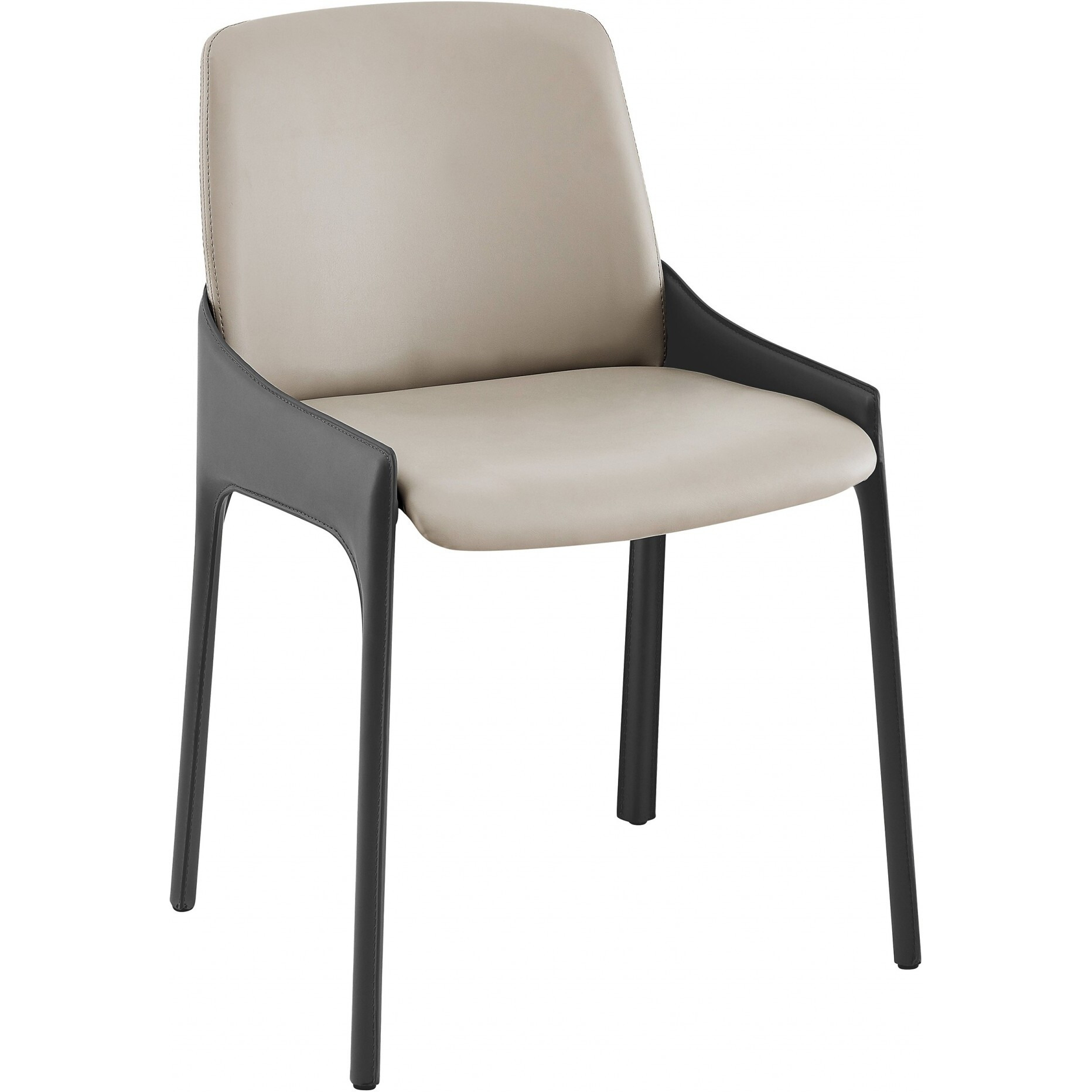 Set Of Two Light And Dark Gray Faux Faux Leather Side Chairs
