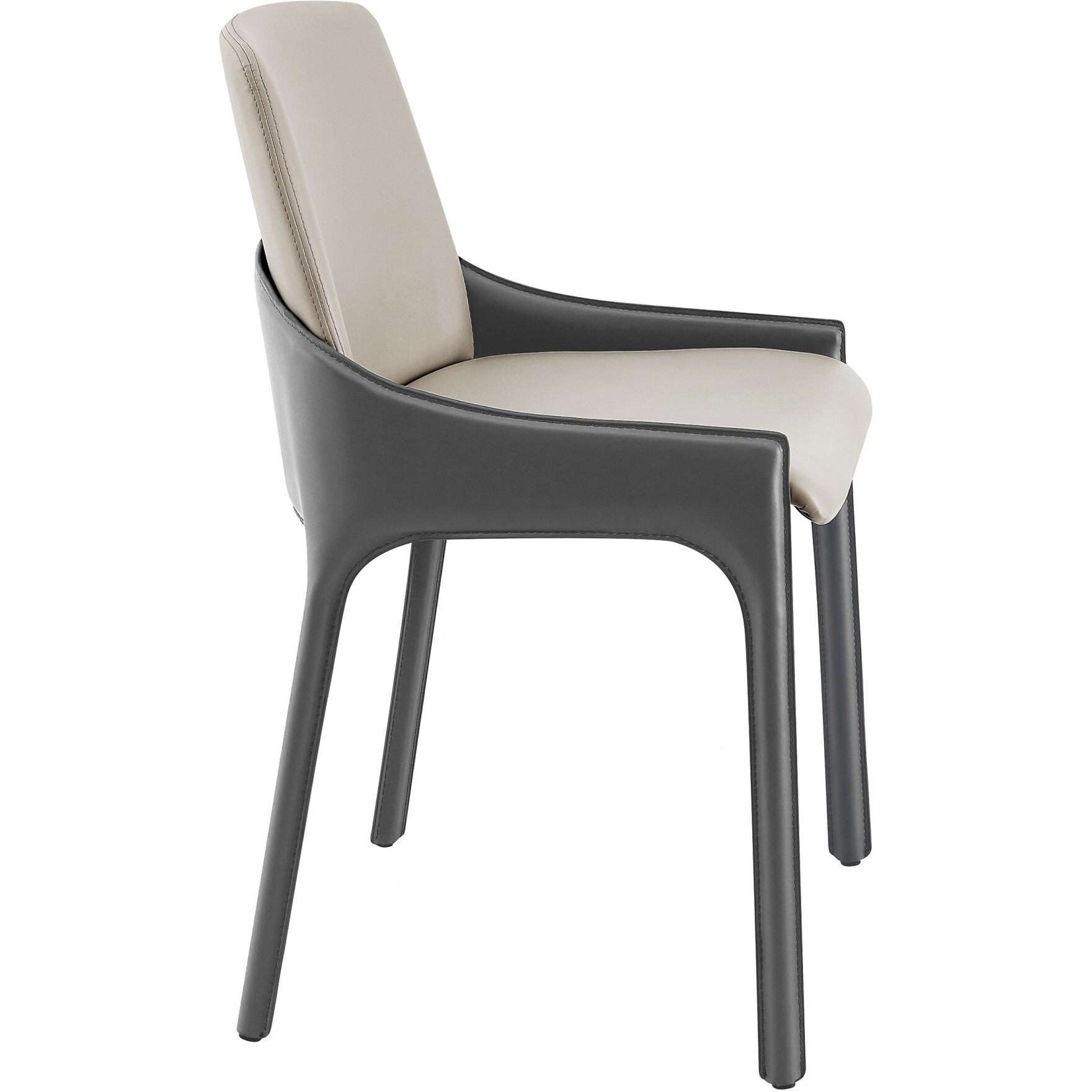 Set Of Two Light And Dark Gray Faux Faux Leather Side Chairs