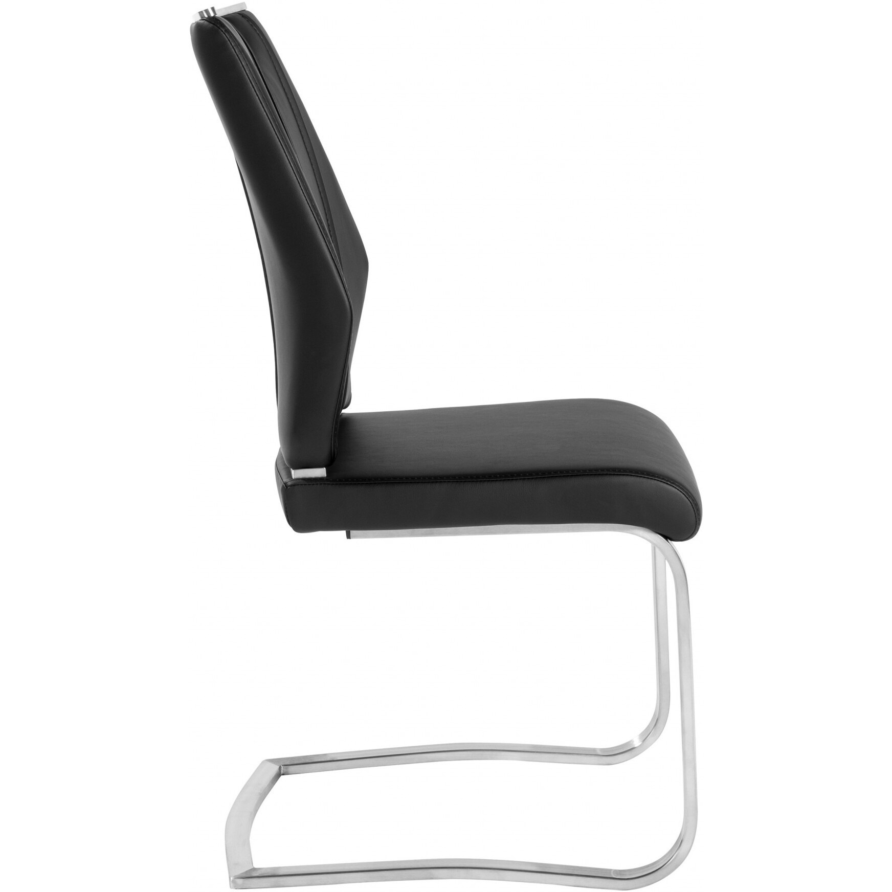 Set Of Two Black Faux Leather Cantilever Chairs