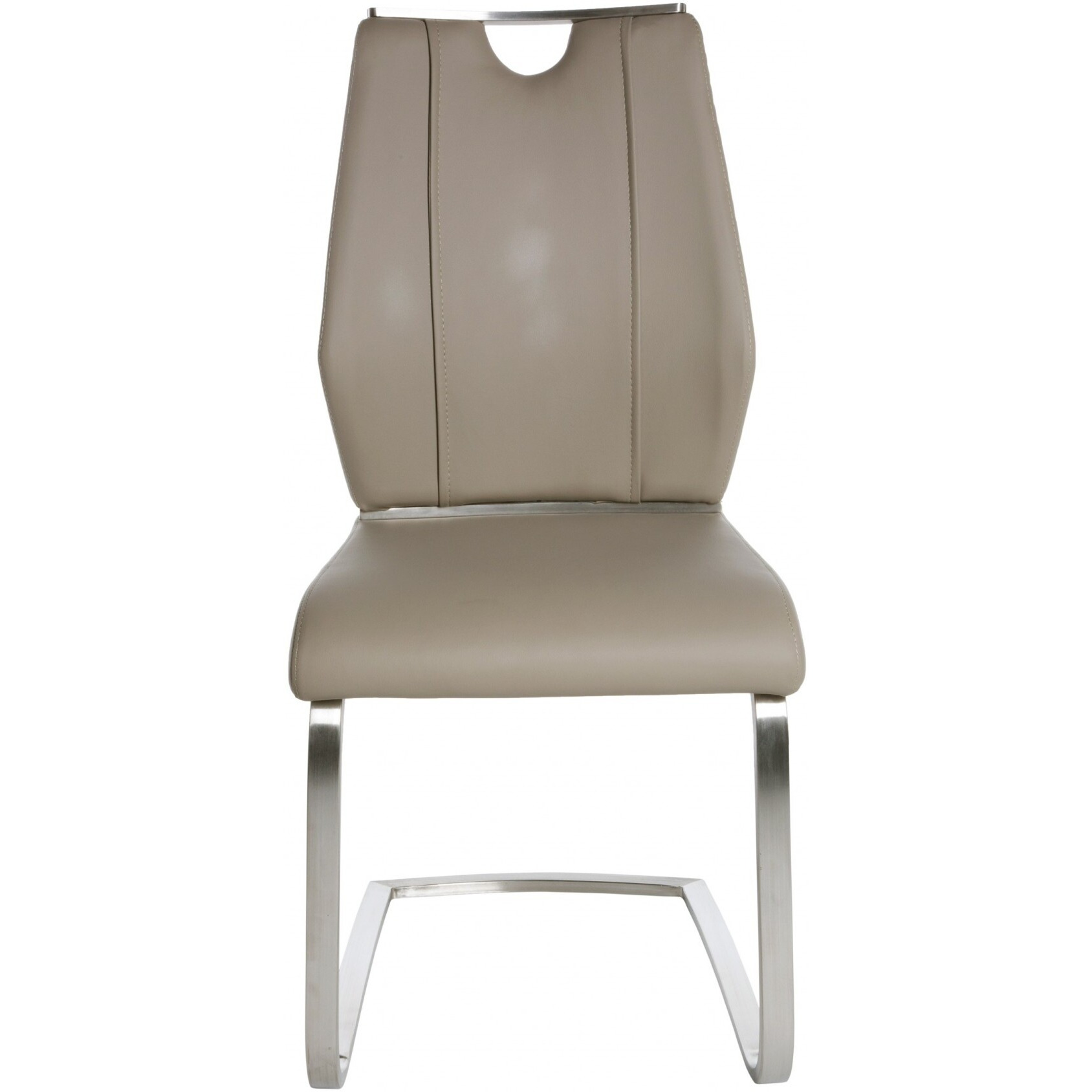 Set Of Two Beige Faux Leather Cantilever Chairs