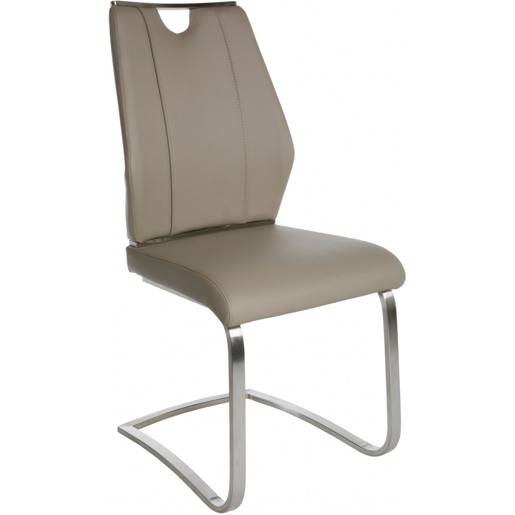 Set Of Two Beige Faux Leather Cantilever Chairs
