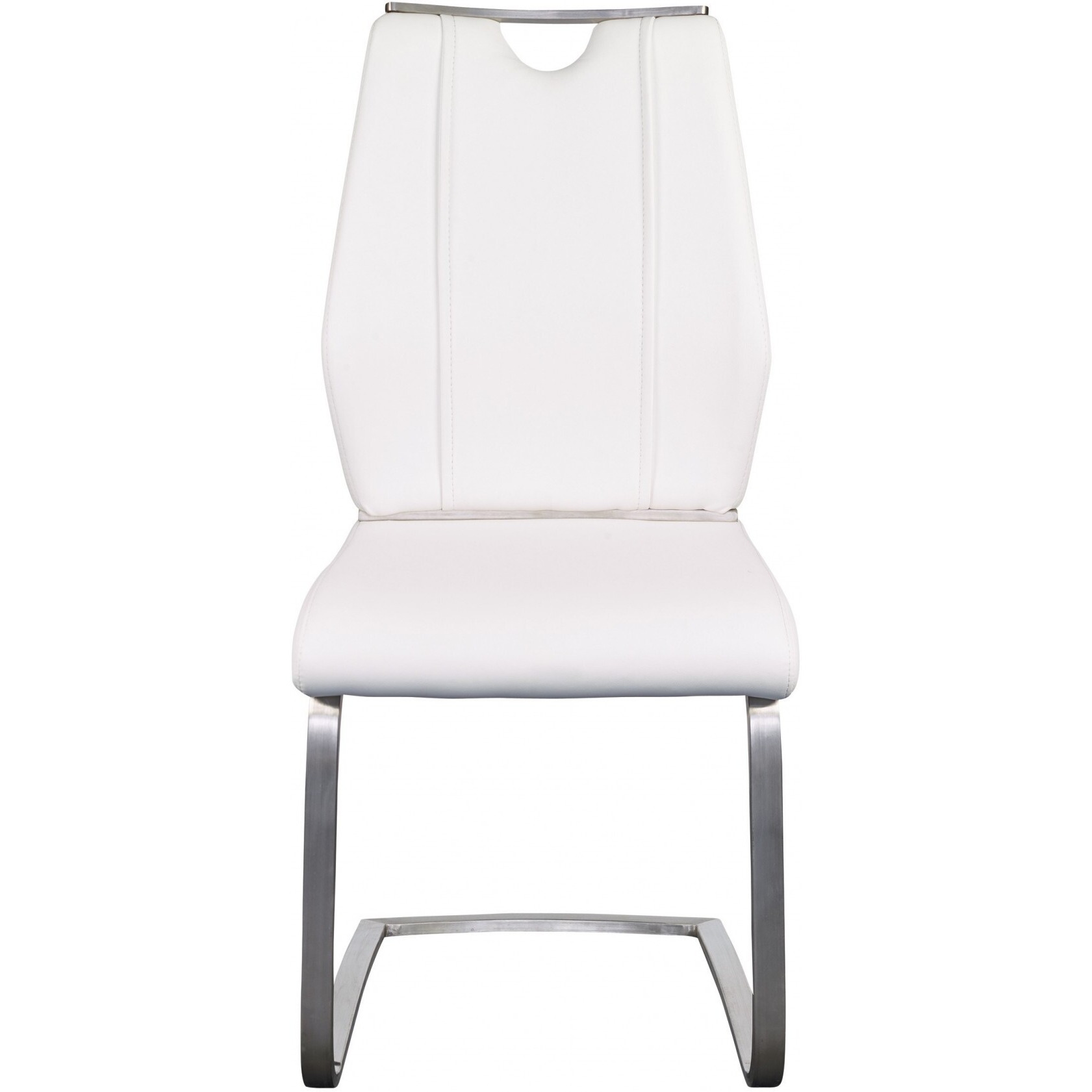 Set Of Two White Faux Leather Cantilever Chairs
