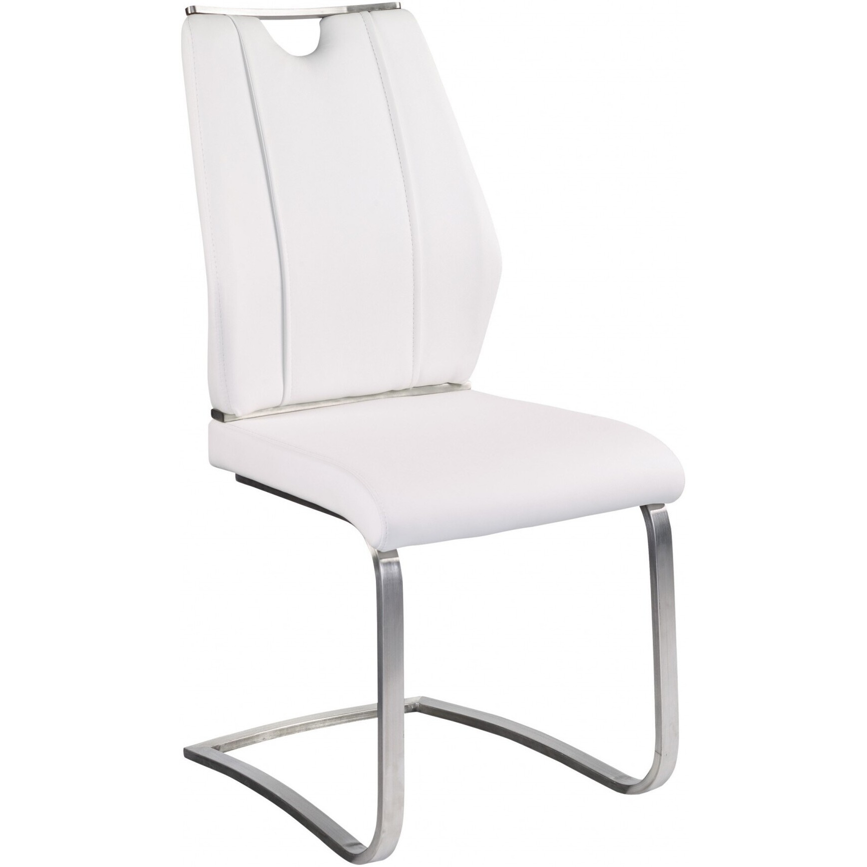 Set Of Two White Faux Leather Cantilever Chairs