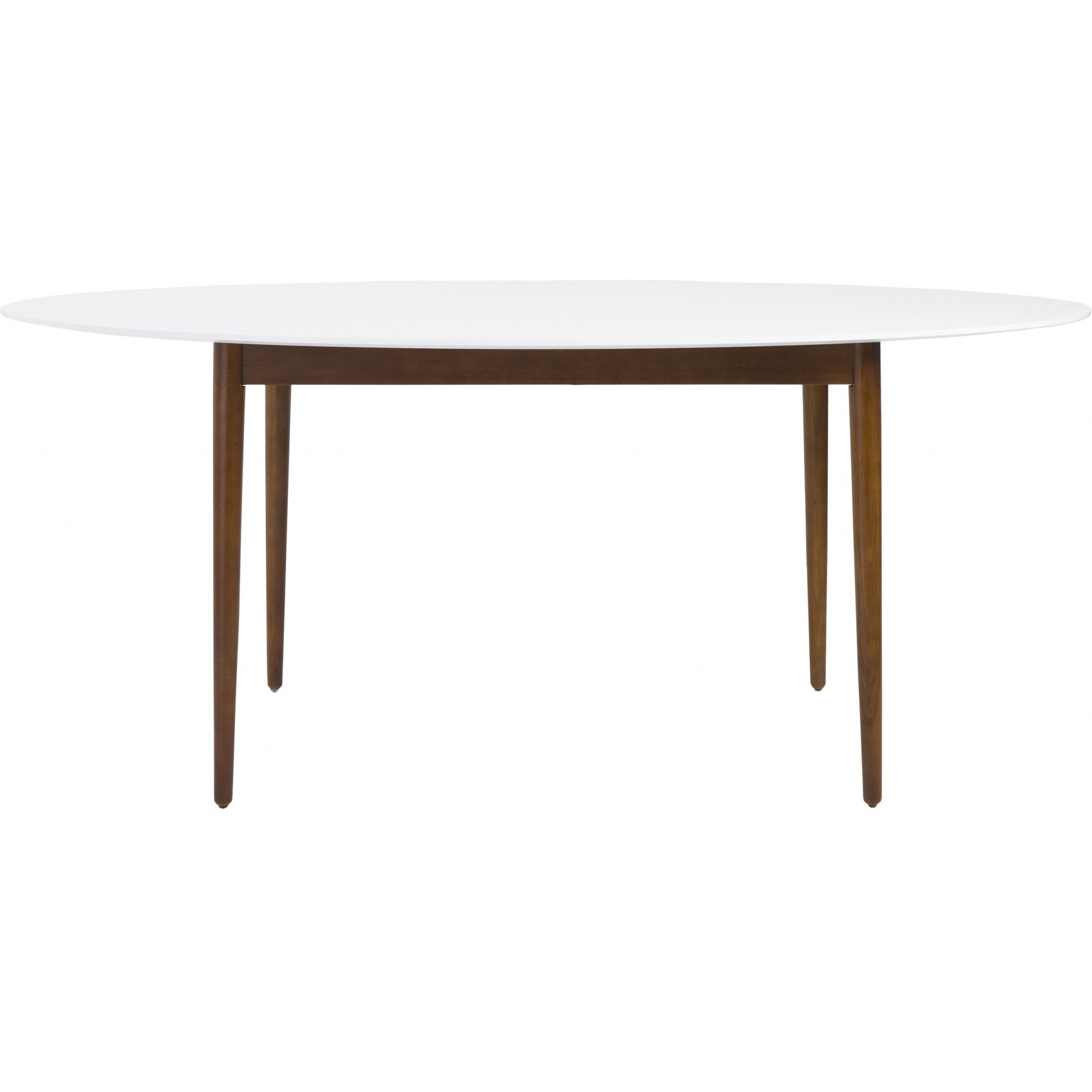 Modern Walnut And White Oval Dining Table