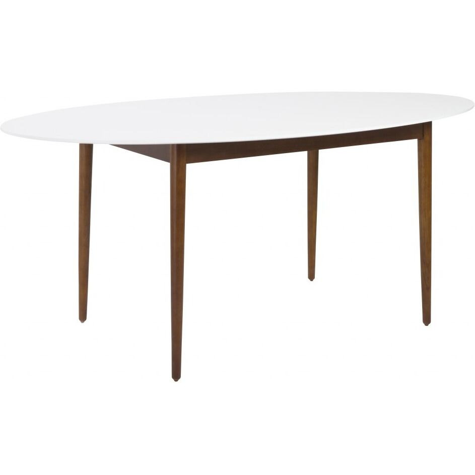 Modern Walnut And White Oval Dining Table