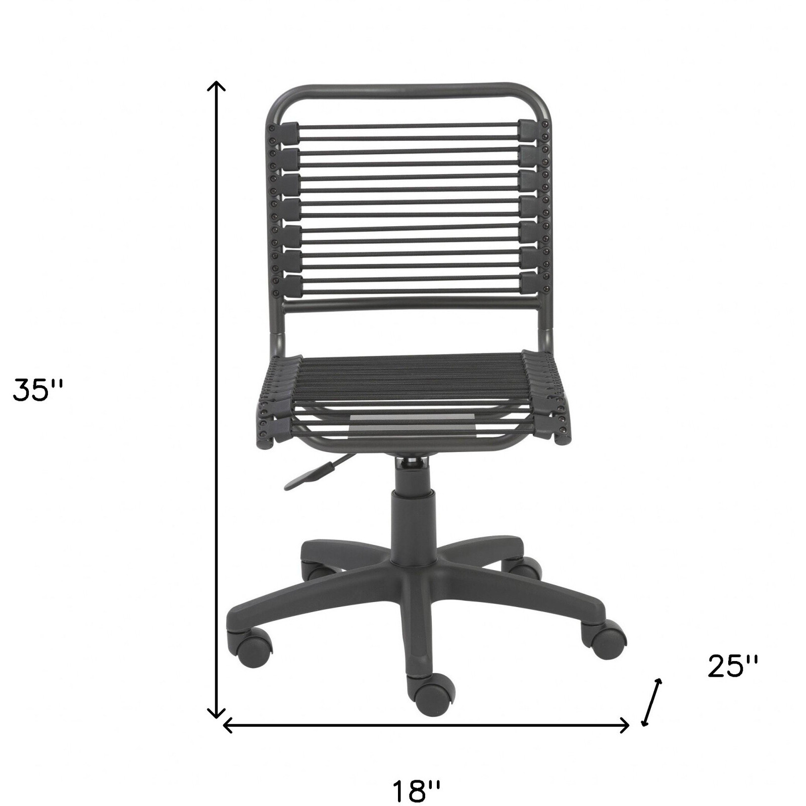 35"" All Black Round Bungee Cord Low Back Office Chair