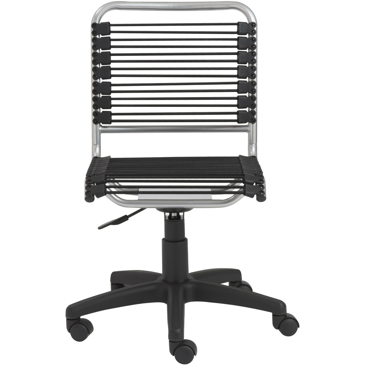 35"" Chrome And Black Round Bungee Cord Low Back Office Chair