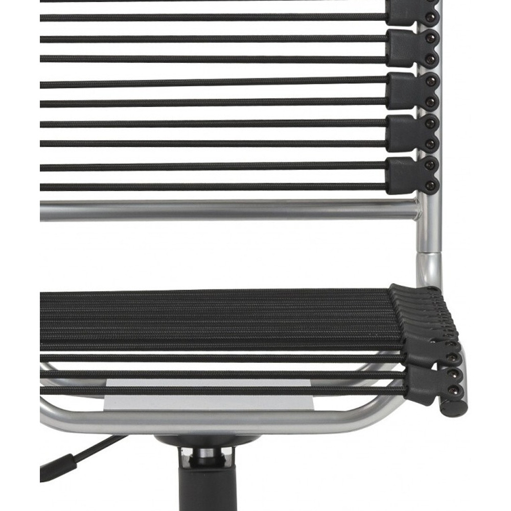 35"" Chrome And Black Round Bungee Cord Low Back Office Chair