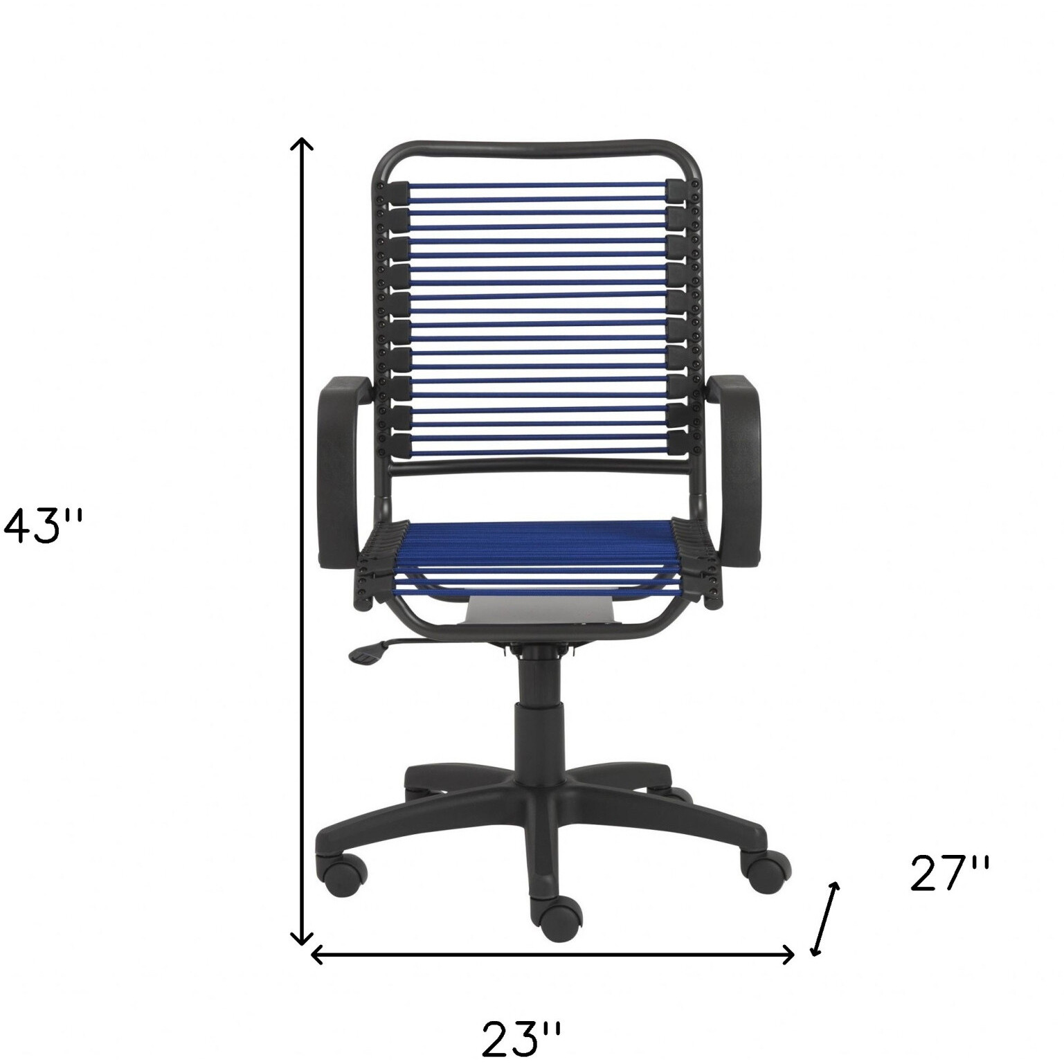 43"" Black And Blue Round Bungee Cord High Back Office Chair
