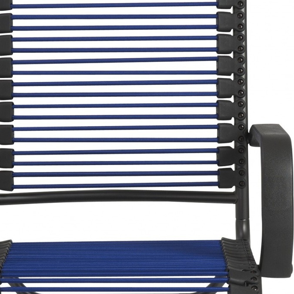 43"" Black And Blue Round Bungee Cord High Back Office Chair