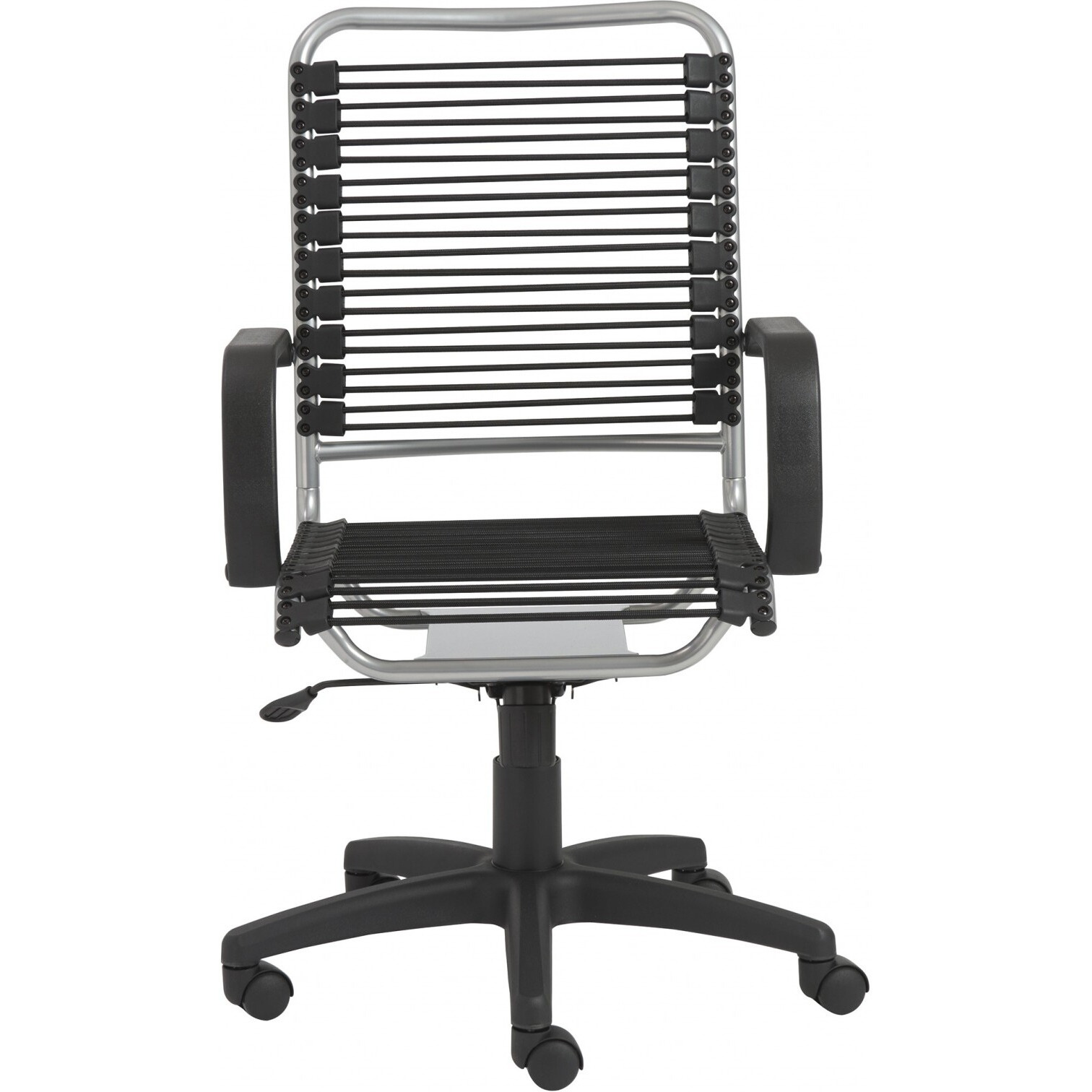 43"" Chrome And Black Round Bungee Cord High Back Office Chair