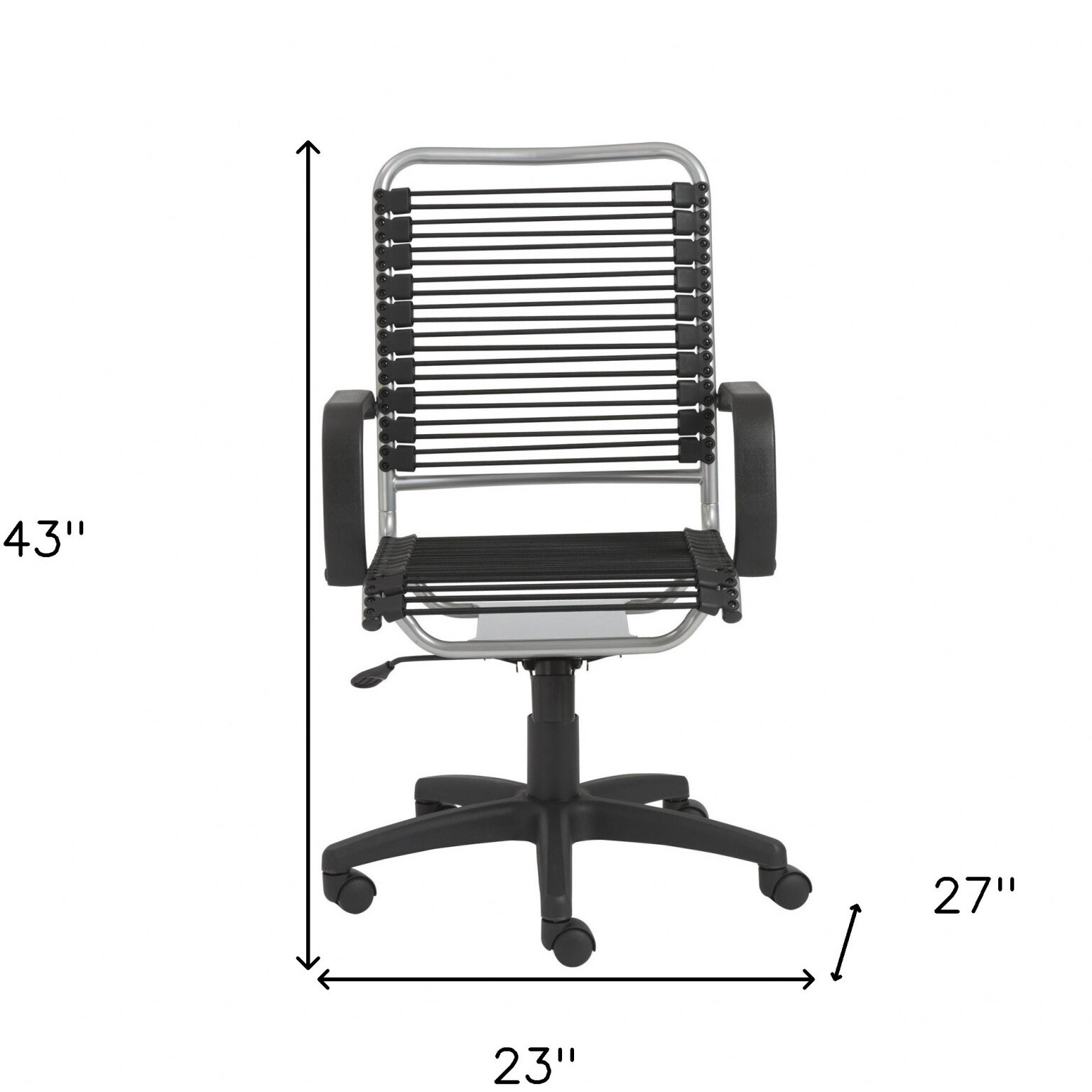 43"" Chrome And Black Round Bungee Cord High Back Office Chair