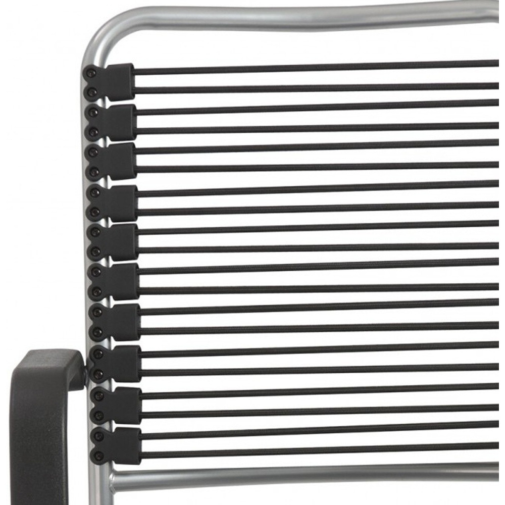 43"" Chrome And Black Round Bungee Cord High Back Office Chair