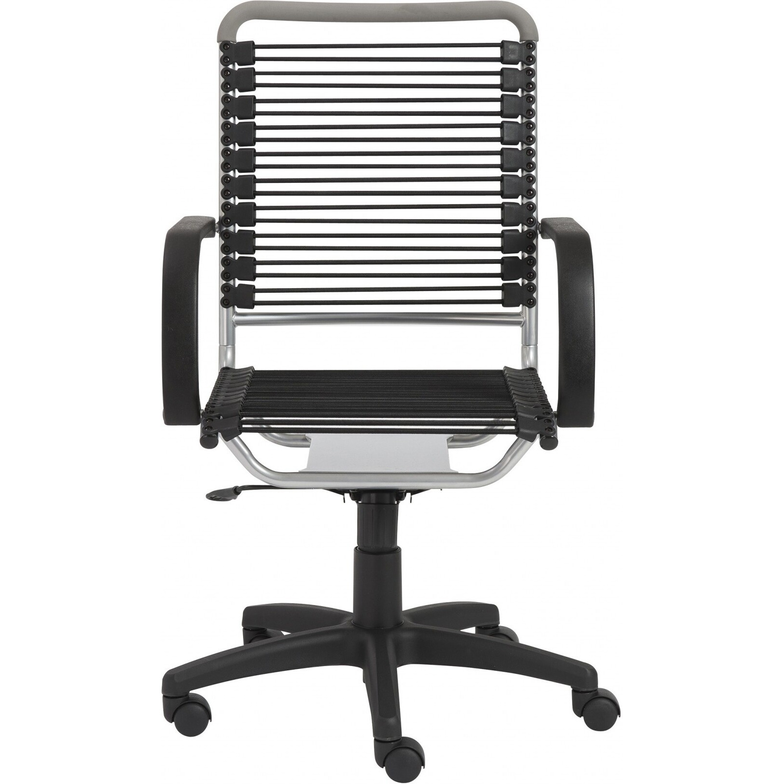 43"" Chrome And Black Round Bungee High Back Office Chair