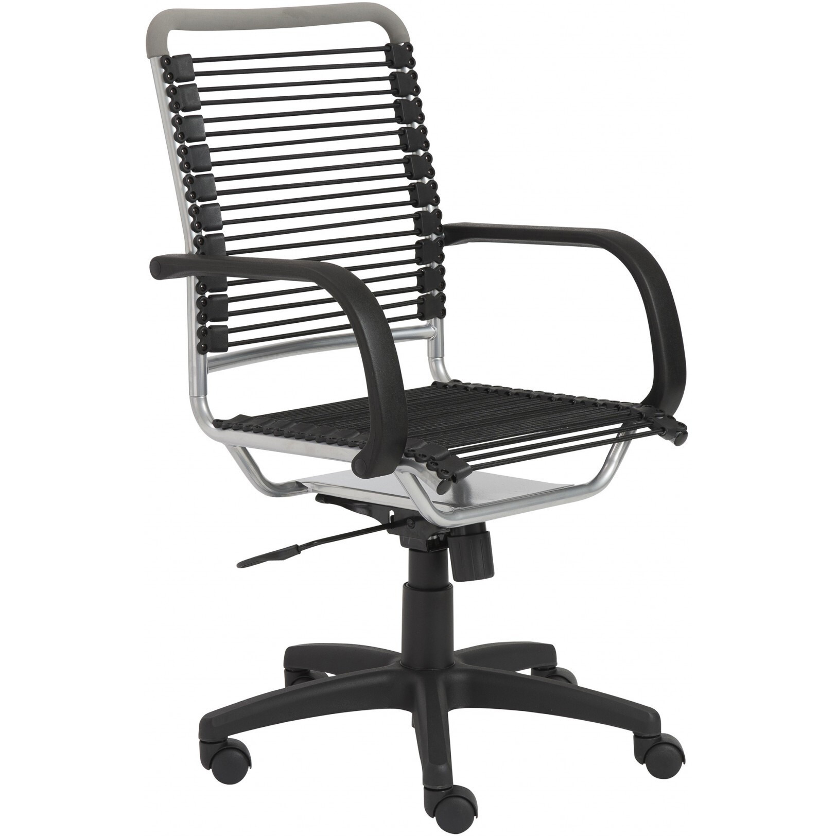 43"" Chrome And Black Round Bungee High Back Office Chair