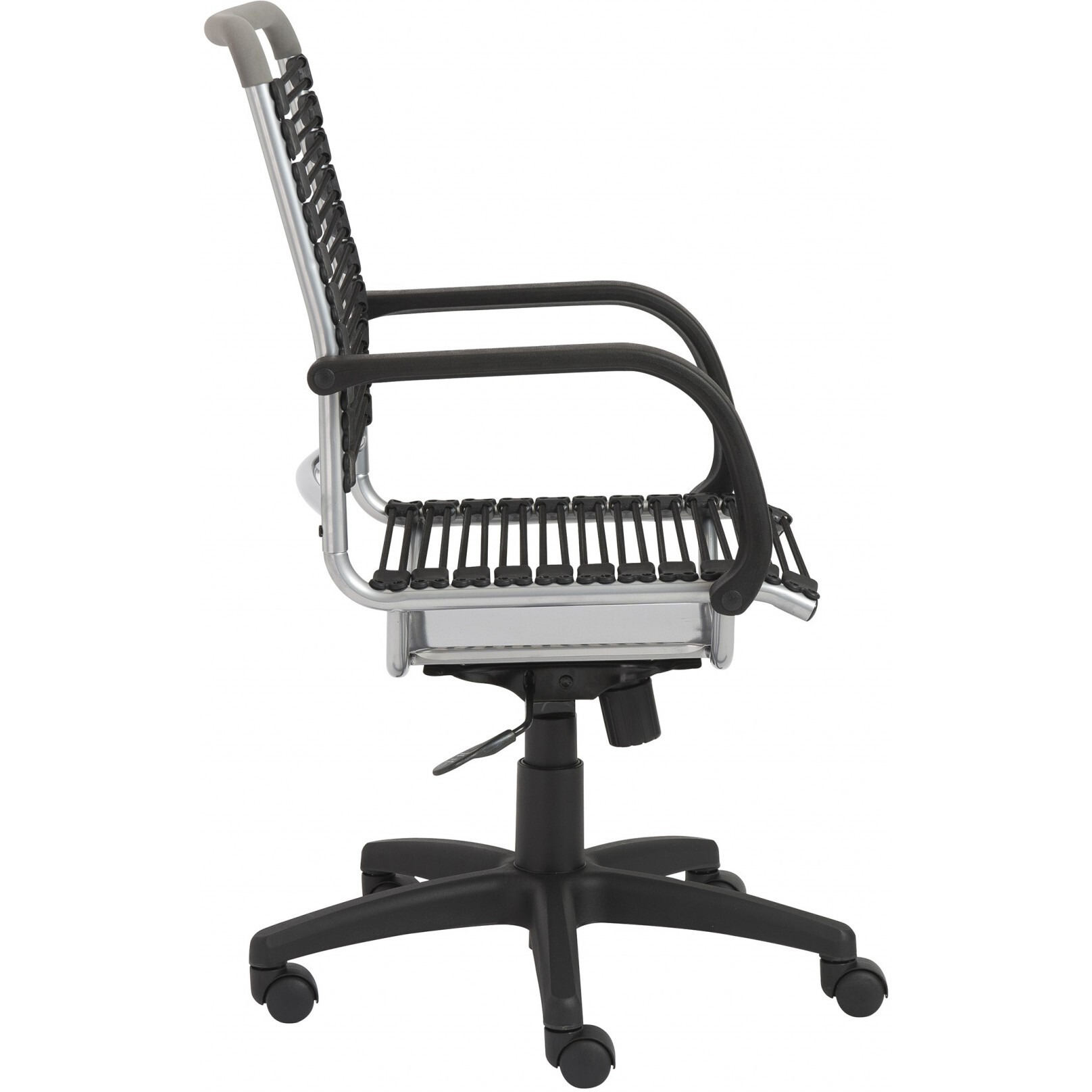 43"" Chrome And Black Round Bungee High Back Office Chair