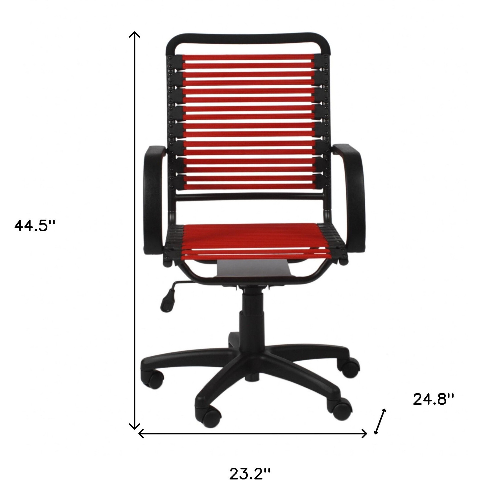 45"" Black And Red Flat Bungee Cord High Back Office Chair