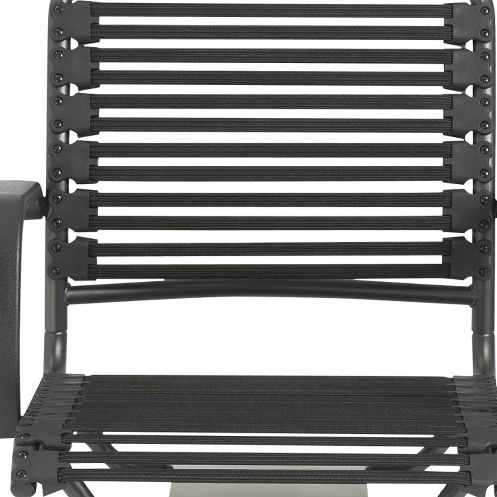 37"" All Black Flat Bungee Cord Mid Back Office Chair