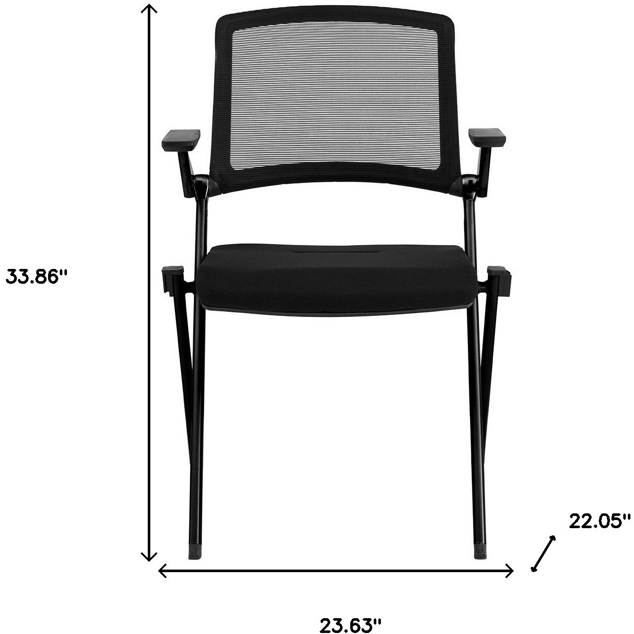 Set Of Two Folding And Stacking Black Mesh Armchairs