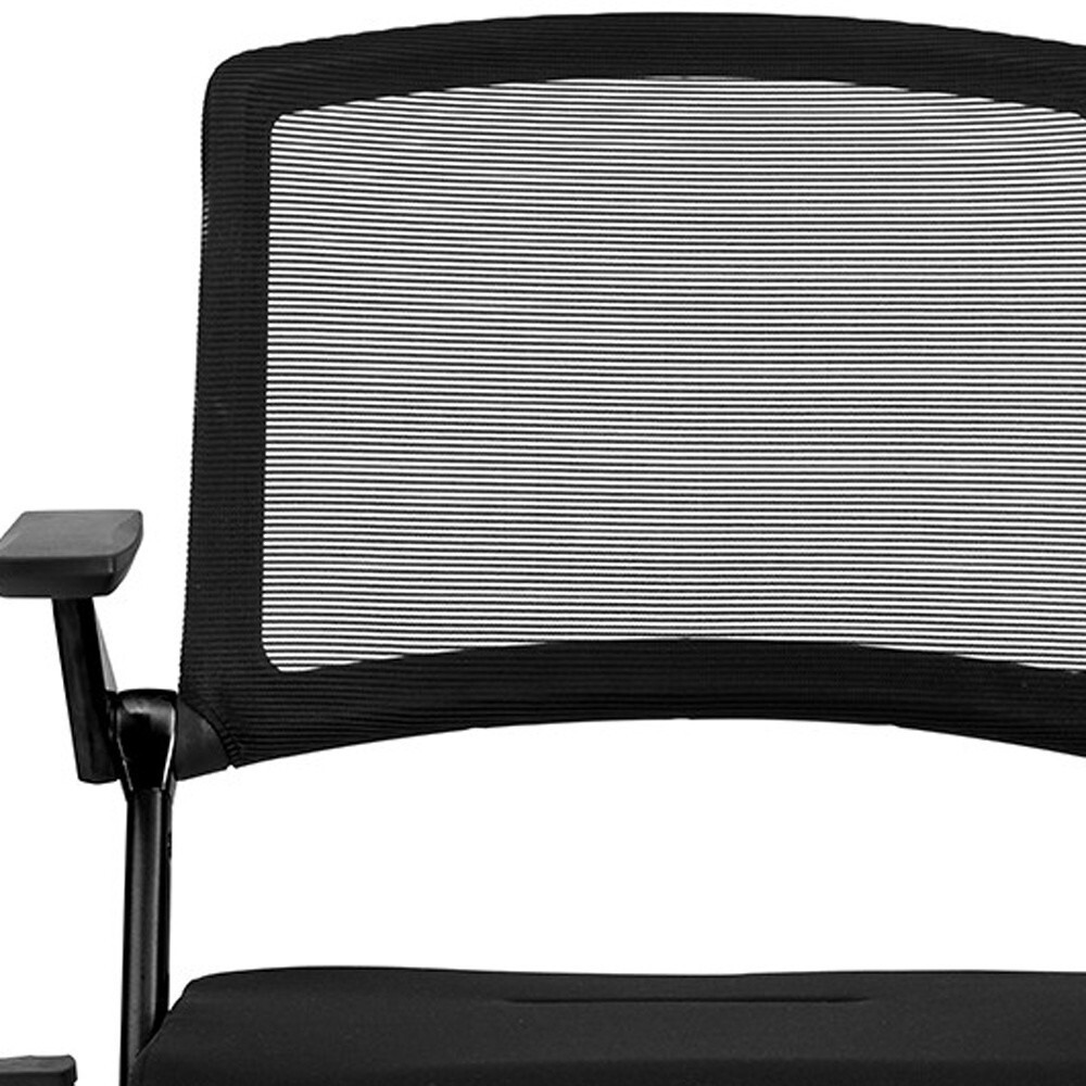Set Of Two Folding And Stacking Black Mesh Armchairs