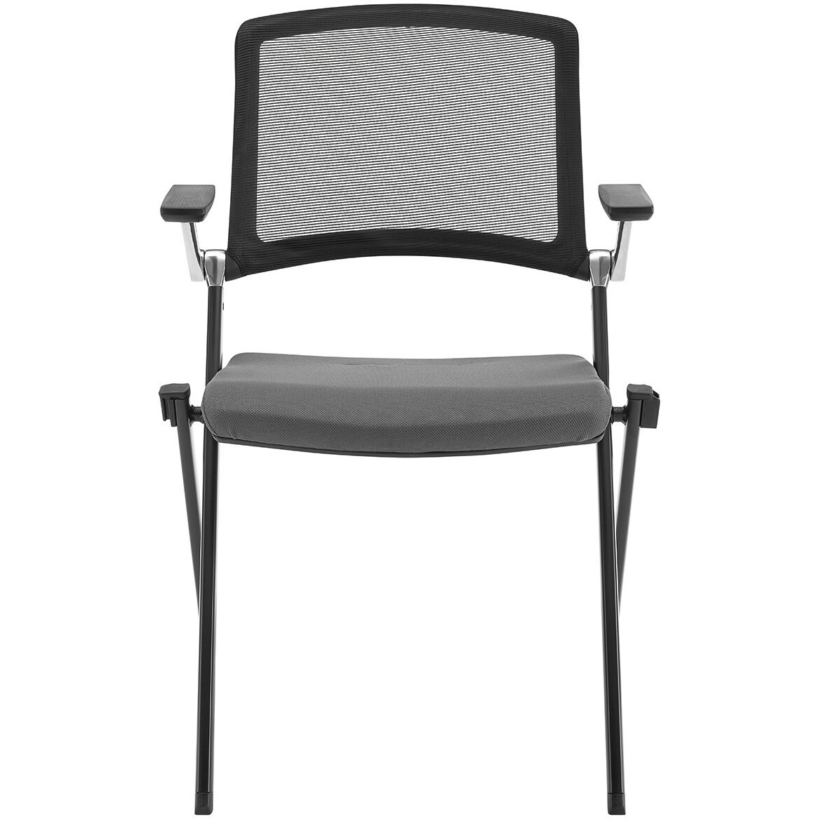 Set Of Two Folding And Stacking Gray Mesh Armchairs