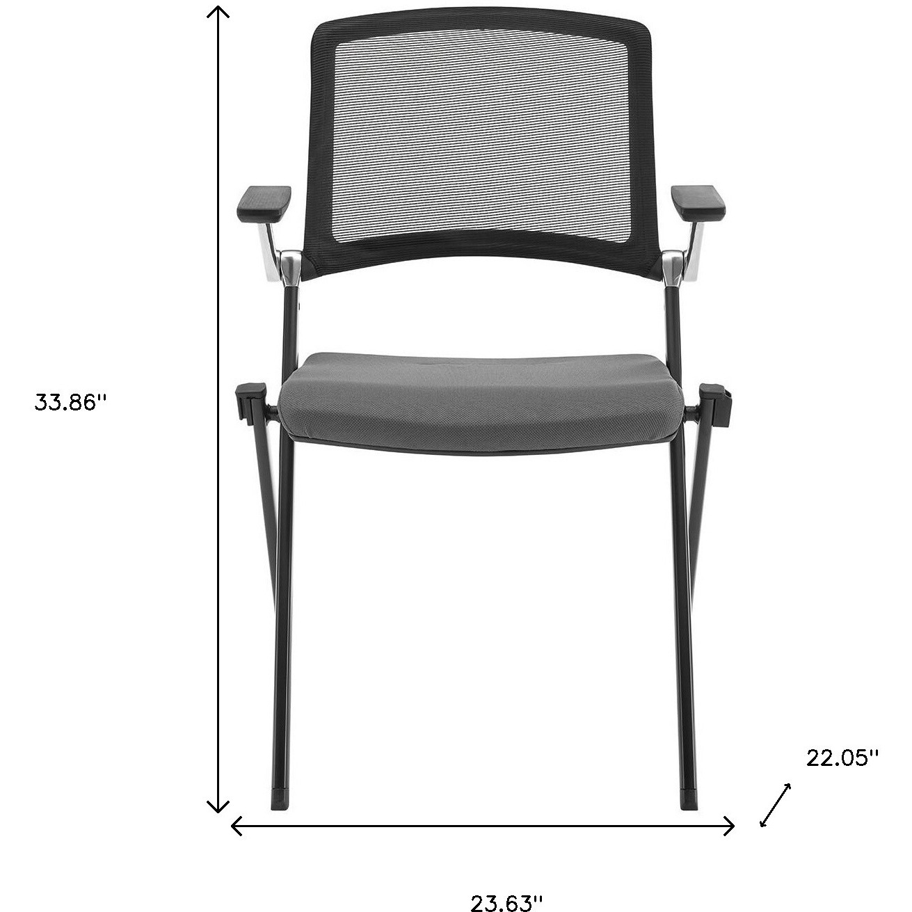 Set Of Two Folding And Stacking Gray Mesh Armchairs