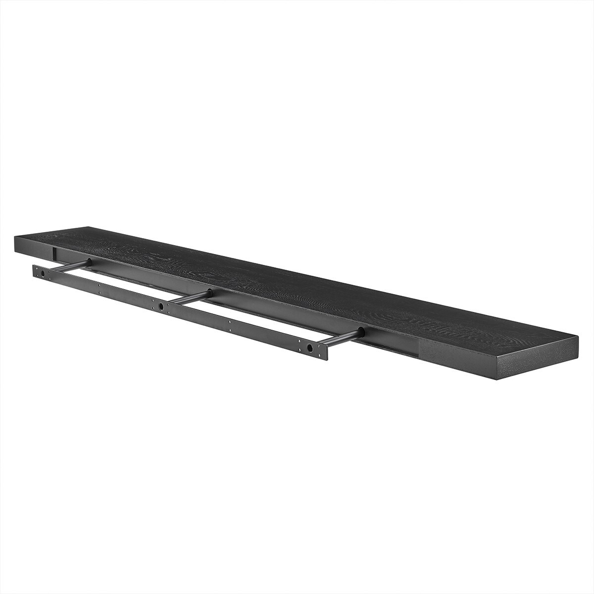 75"" Black Wooden Floating Shelf