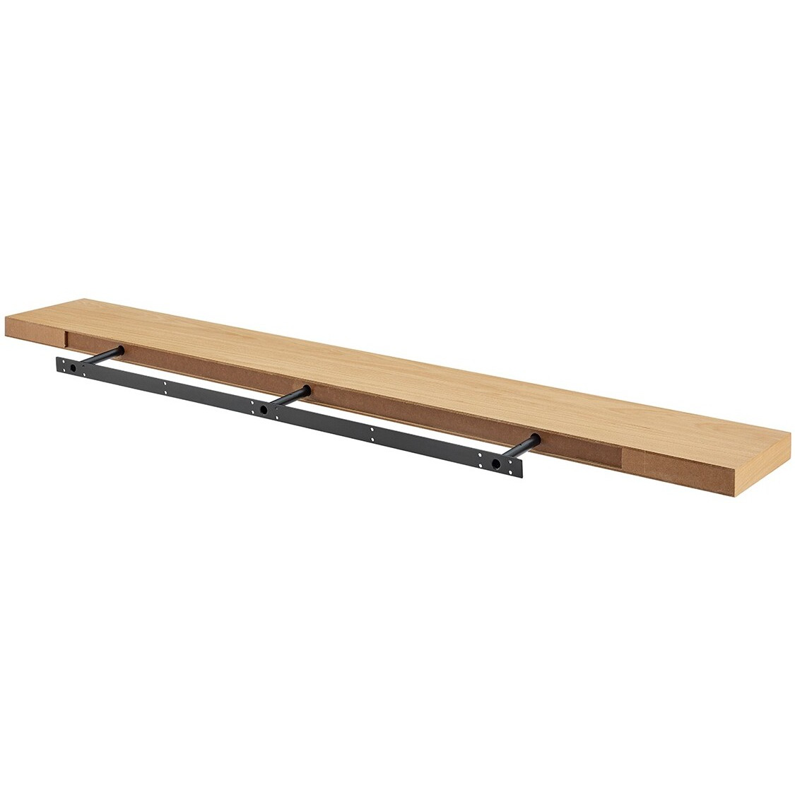 75"" Natural Light Brown Wooden Floating Shelf