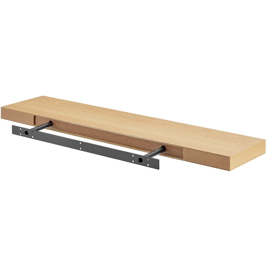 43"" Natural Light Brown Wooden Floating Shelf
